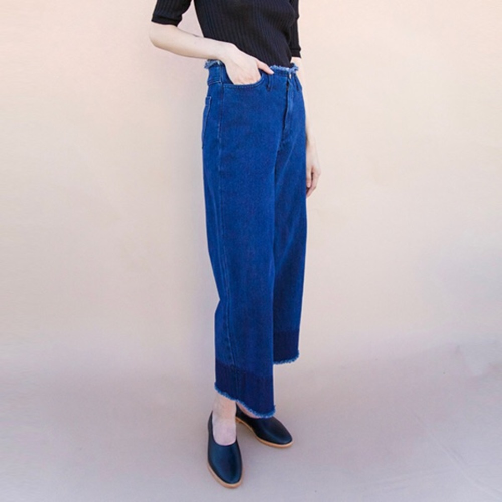Achro/Mijeong Park raw gem/waist two tone denim